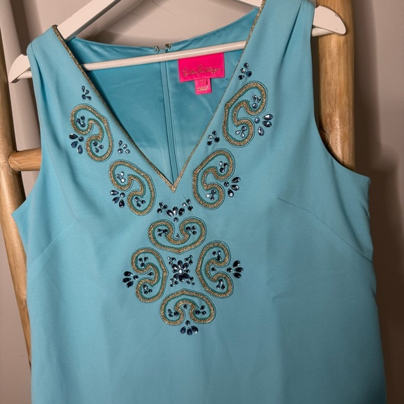 Lilly Pulitzer Penelope blue Ibiza embellished sleeveless shift dress women’s 8 - Picture 9 of 10